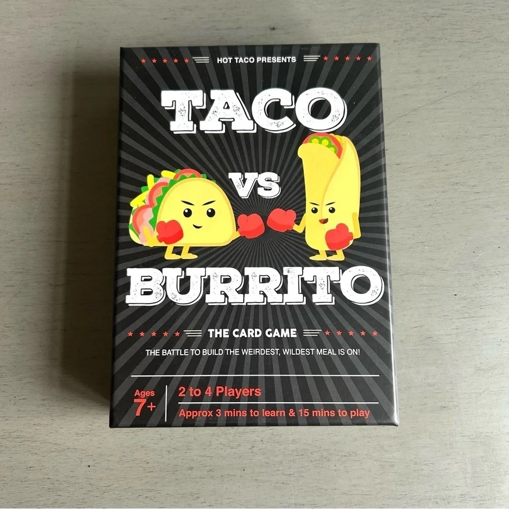 Taco vs Burrito Strategic Card Game Family Age 6+, 2-4 Players, 15 Min Play